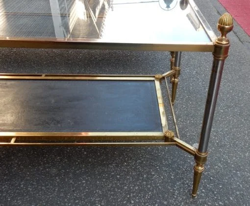 1950/70′ Paire de Tables Basses Maison Jansen Cuir 93 X 48 X H 49 cm
