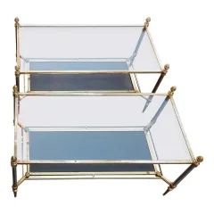 1950/70′ Paire de Tables Basses Maison Jansen Cuir 93 X 48 X H 49 cm