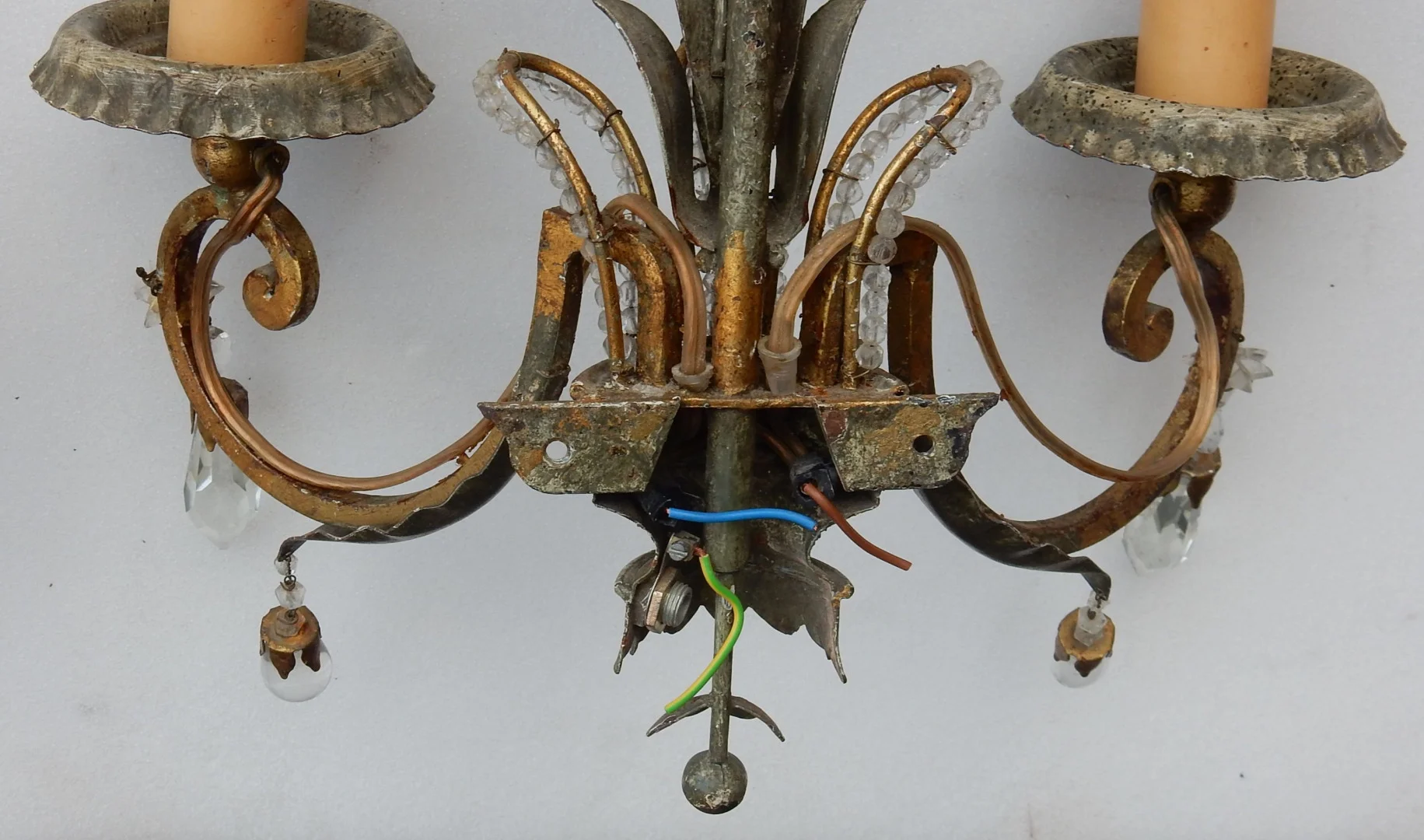 1950/70′ Pair of Sconces with Pineapple Foliage Maison Baguès Style