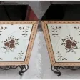 1950/70′ Paire De Buffets Miroir Avec Décor Fleurs Églomisées