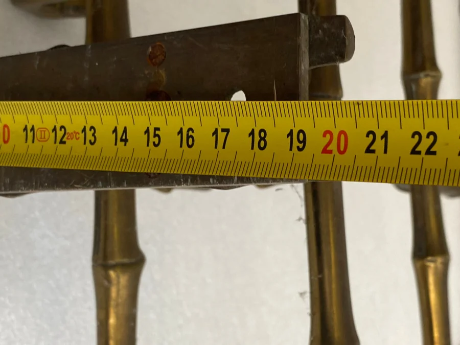 1970s Wall-Mounted Corner Coat and Hat Rack, Bamboo Design, Maison Baguès in Bronze