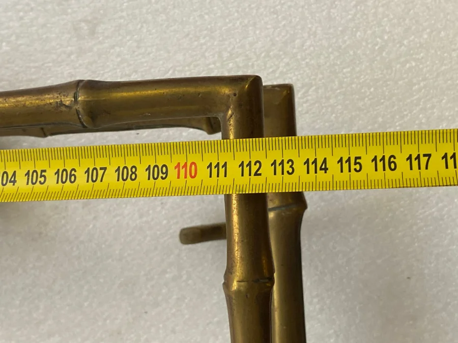 1970s Wall-Mounted Corner Coat and Hat Rack, Bamboo Design, Maison Baguès in Bronze