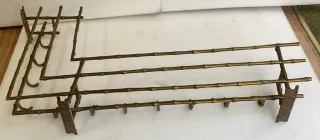 1970s Wall-Mounted Corner Coat and Hat Rack, Bamboo Design, Maison Baguès in Bronze