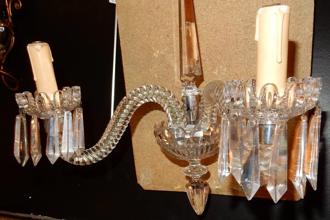 1940/50' Pair of Baccarat Crystal Dagger Sconces