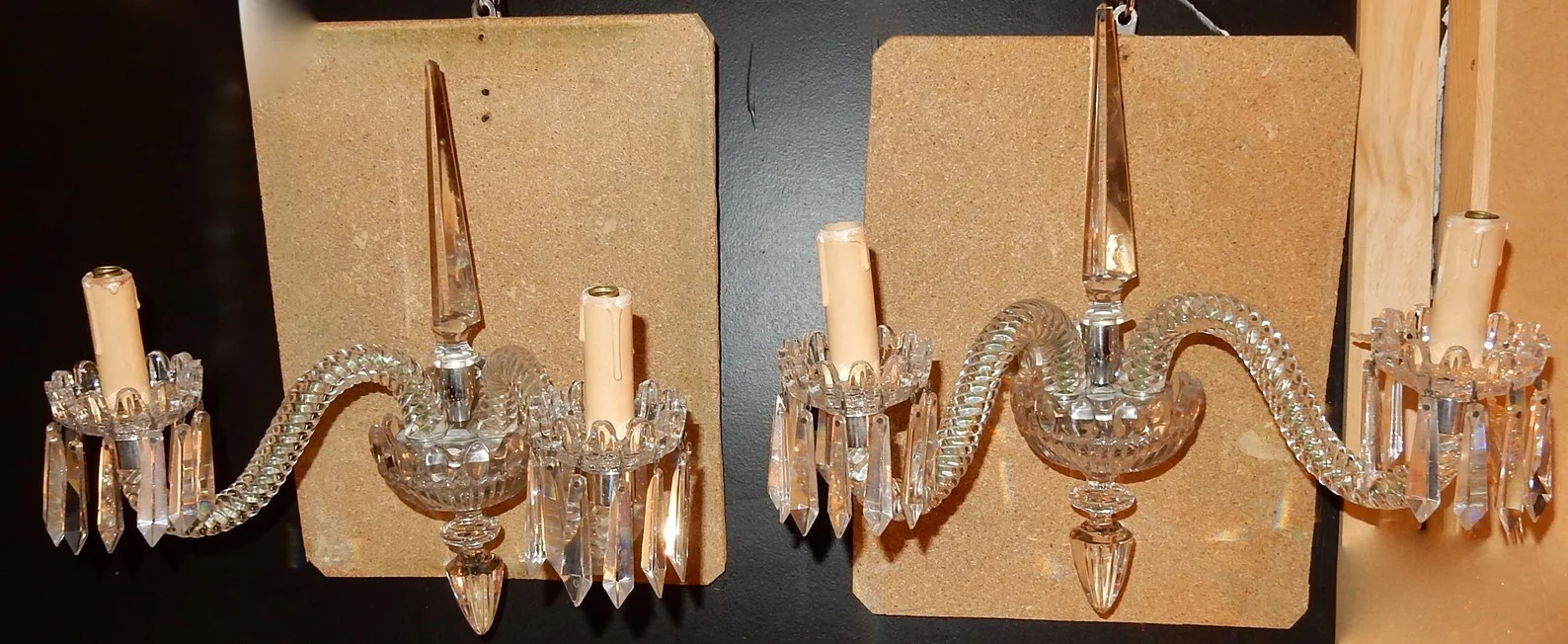 1940/50' Pair of Baccarat Crystal Dagger Sconces