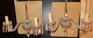 1940/50' Paire d'Appliques Au Poignard En Cristal De Baccarat