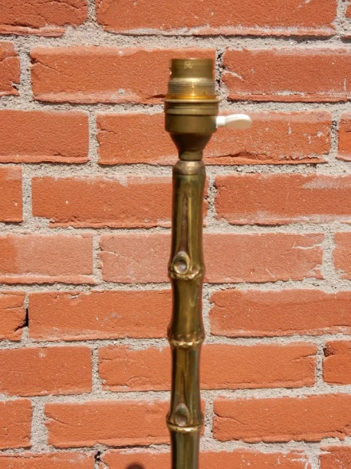 1950/70 Deux Lampadaires Similaires En Bronze Doré Maison Baguès Modèle Bambou