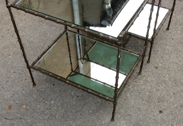 1950/70′ Pair of Bronze Sofa Ends Maison Baguès Bamboo Decor