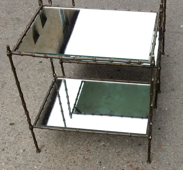 1950/70′ Pair of Bronze Sofa Ends Maison Baguès Bamboo Decor