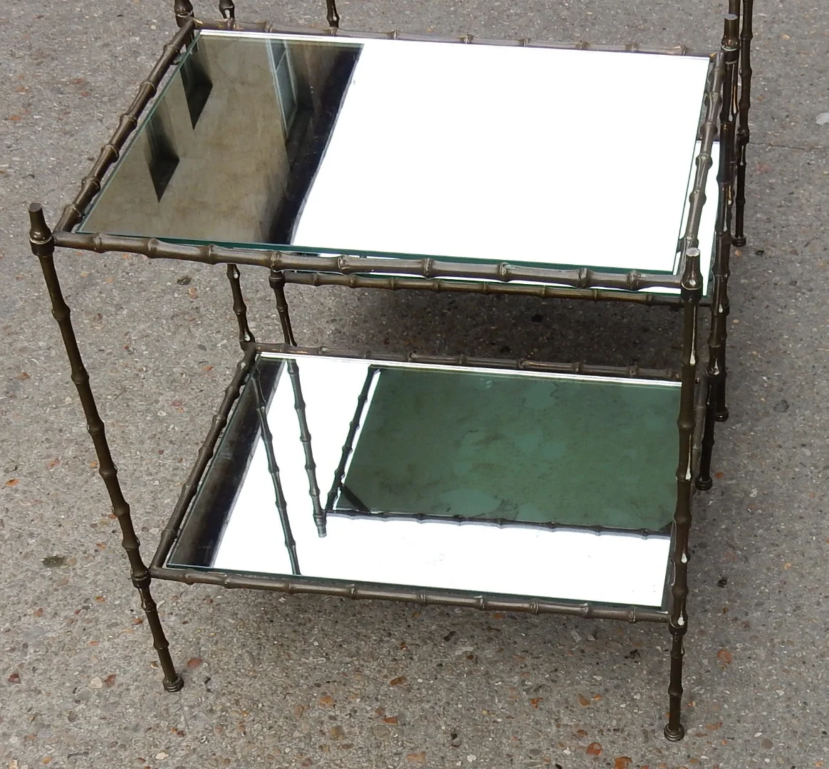 1950/70′ Paire de Bouts de Canapé en Bronze Maison Baguès Décor Bambou