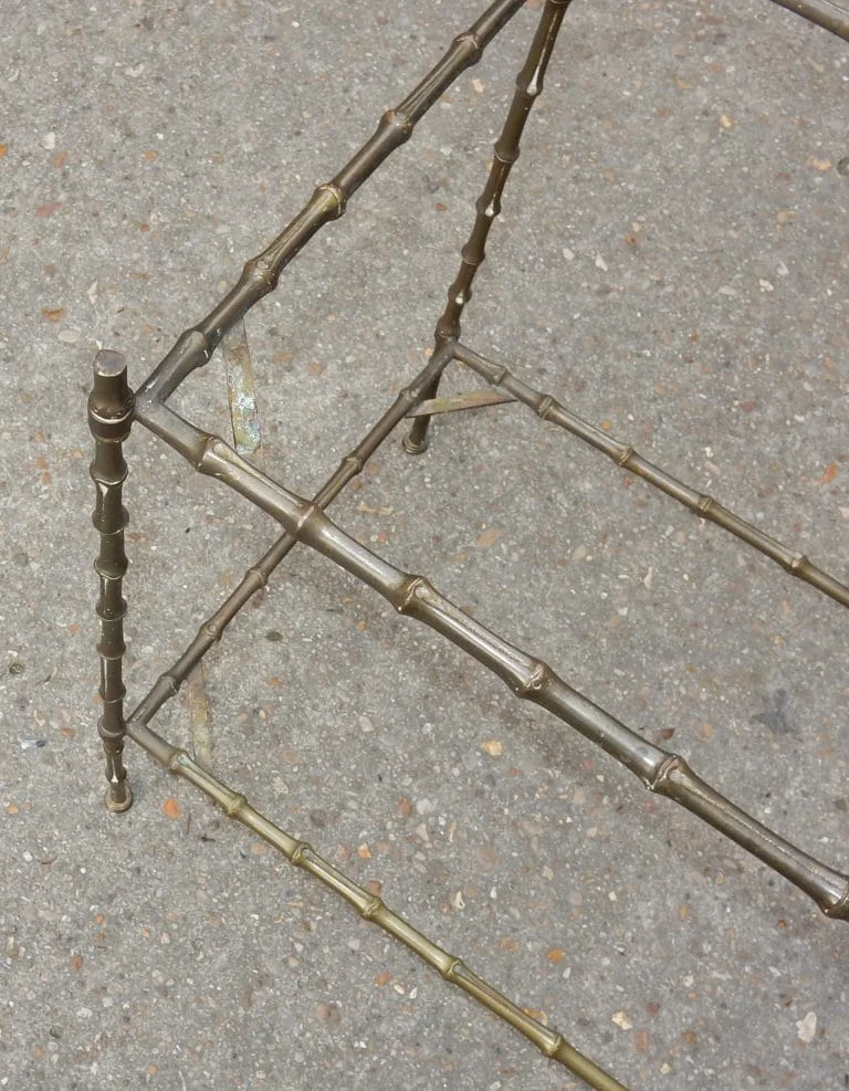 1950/70′ Paire de Bouts de Canapé en Bronze Maison Baguès Décor Bambou