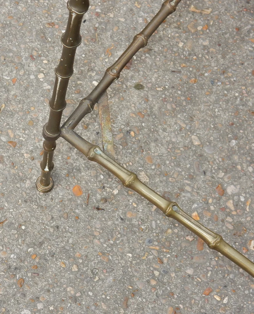 1950/70′ Paire de Bouts de Canapé en Bronze Maison Baguès Décor Bambou