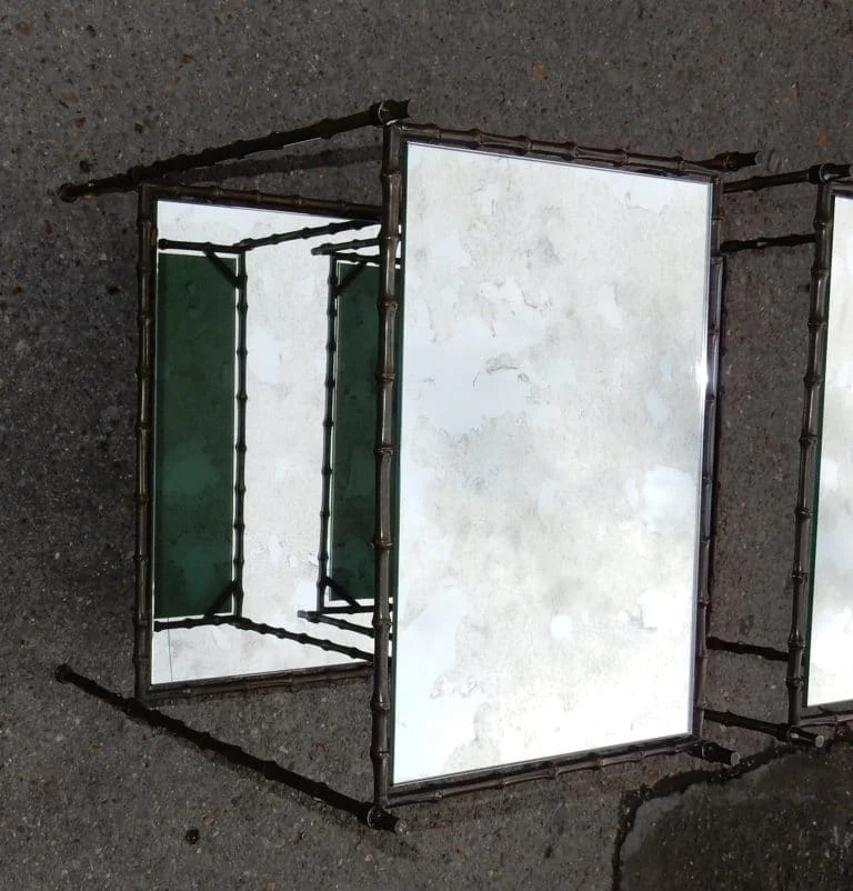 1950/70′ Paire de Bouts de Canapé en Bronze Maison Baguès Décor Bambou