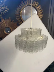 1970s Venini Doria chandelier with 3 levels and 45 glass elements