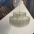 1970′ Venini Doria Lustre Avec 3 Niveaux Et 45 Eléments En Verre