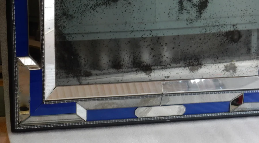 1970/80 Paire De Miroirs Venise Style Louis 14 Avec Ornements En Verre Bleu