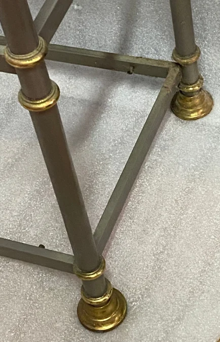 1970′ 7-Tier Shelf In Polished Iron And Gilt Bronze Rings Maison Jansen With Ball Capitals