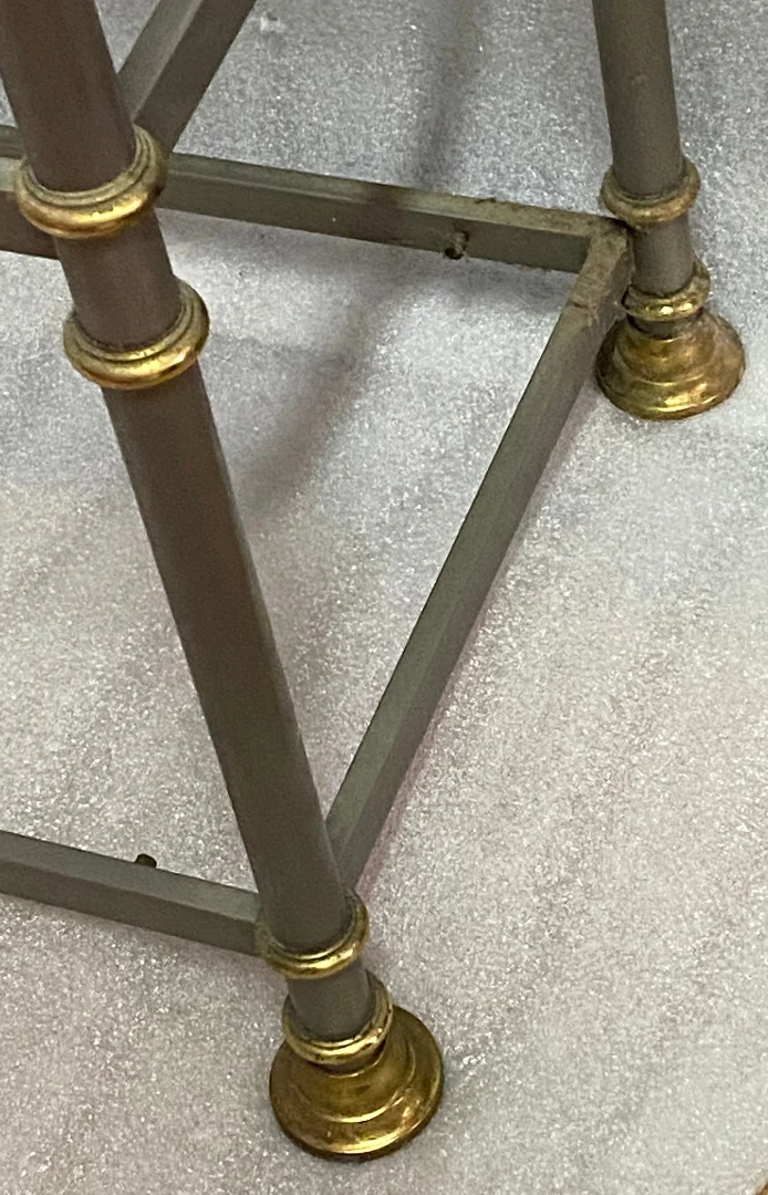 1970′ 7-Tier Shelf In Polished Iron And Gilt Bronze Rings Maison Jansen With Ball Capitals