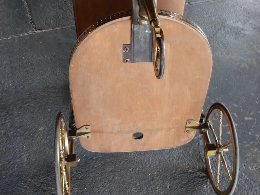 1970′ Rolling Bar in Bronze and Golden Brass Maison Jansen 3 Wheels