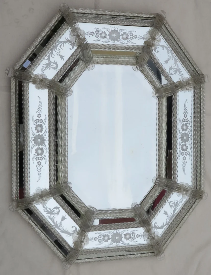 1950/70′ Miroir Style Véronèse Octogonal Parecloses