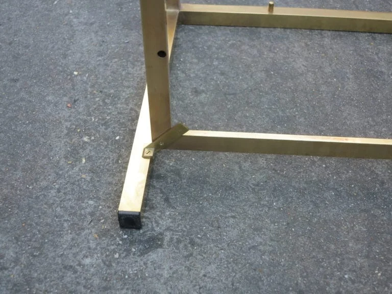 1970/80 Pair of Rectangular Brass Sofa Ends with Smoked Glass Trays