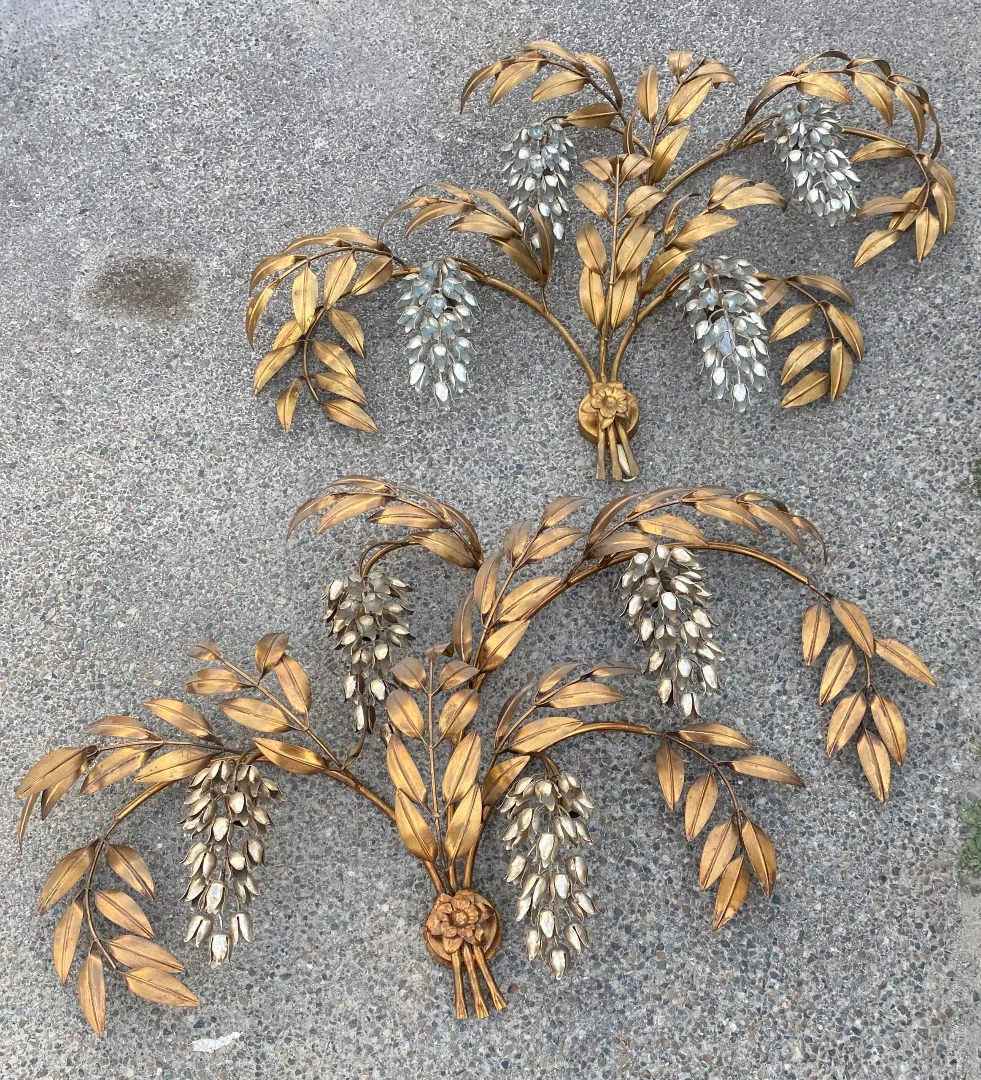 1970s Pair of Wall Sconces or Similar to 'Four Wisterias,' 130 x 80 cm, Hans Kögl