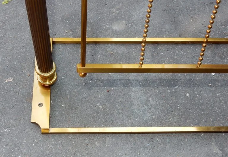 1970′ Maison Jansen Magazine Rack in Gilt Bronze, Oxidized Mirror Top