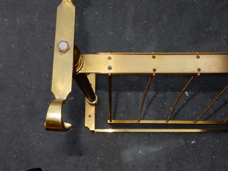 1970′ Maison Jansen Magazine Rack in Gilt Bronze, Oxidized Mirror Top