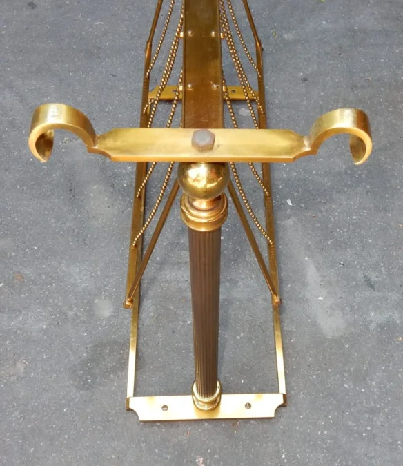 1970′ Maison Jansen Magazine Rack in Gilt Bronze, Oxidized Mirror Top