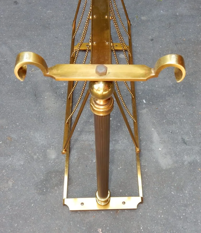 1970′ Maison Jansen Magazine Rack in Gilt Bronze, Oxidized Mirror Top