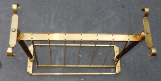 1970′ Maison Jansen Magazine Rack in Gilt Bronze, Oxidized Mirror Top