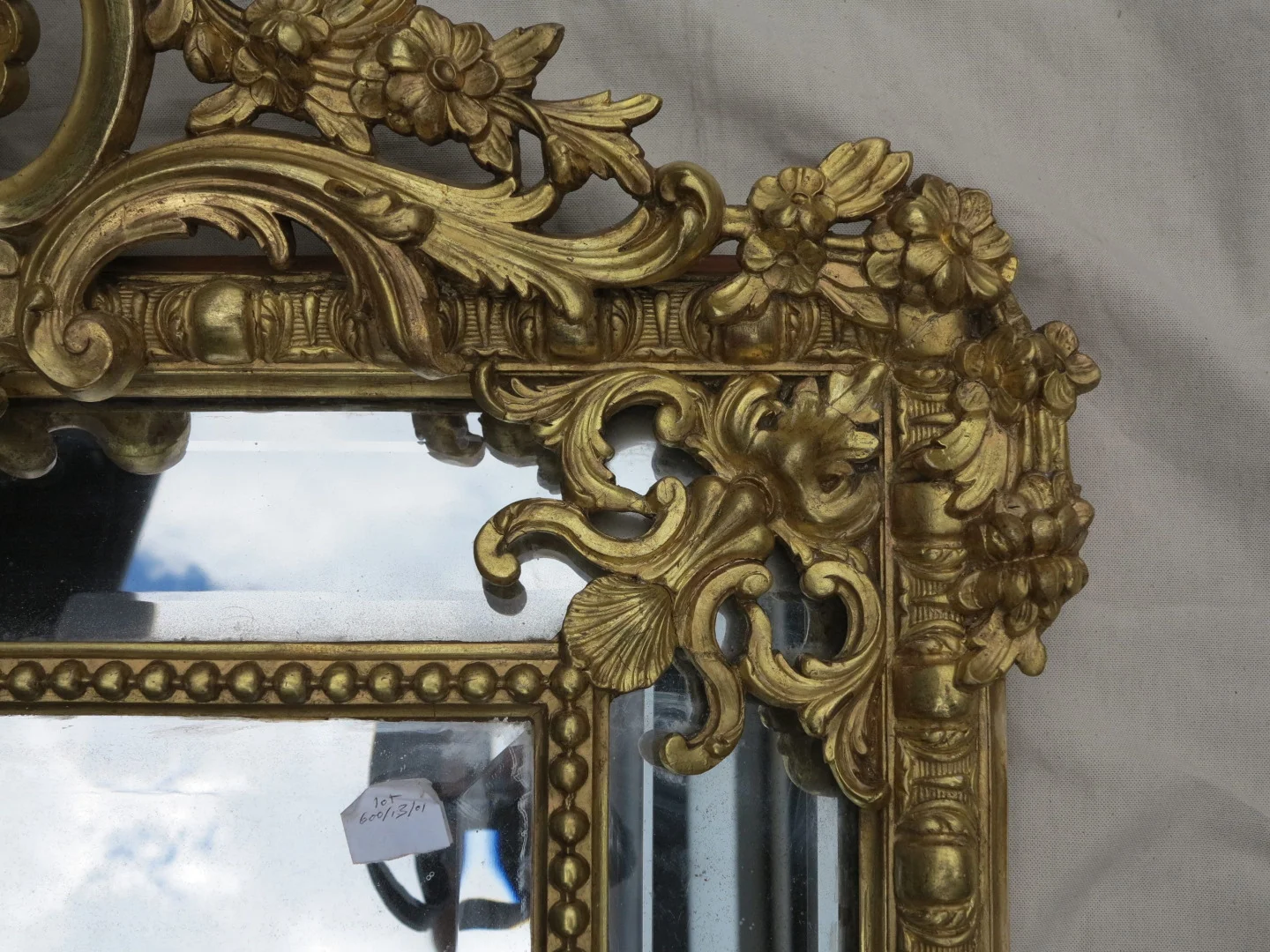Regency Style Shell Mirror with Mercury Glaze Parecloses Gilded with Gold