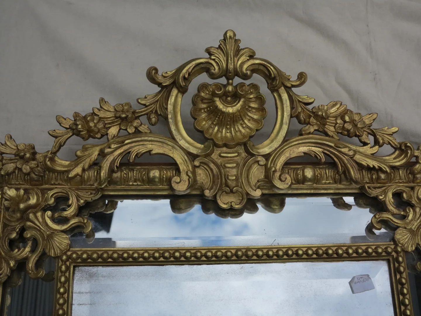 Regency Style Shell Mirror with Mercury Glaze Parecloses Gilded with Gold