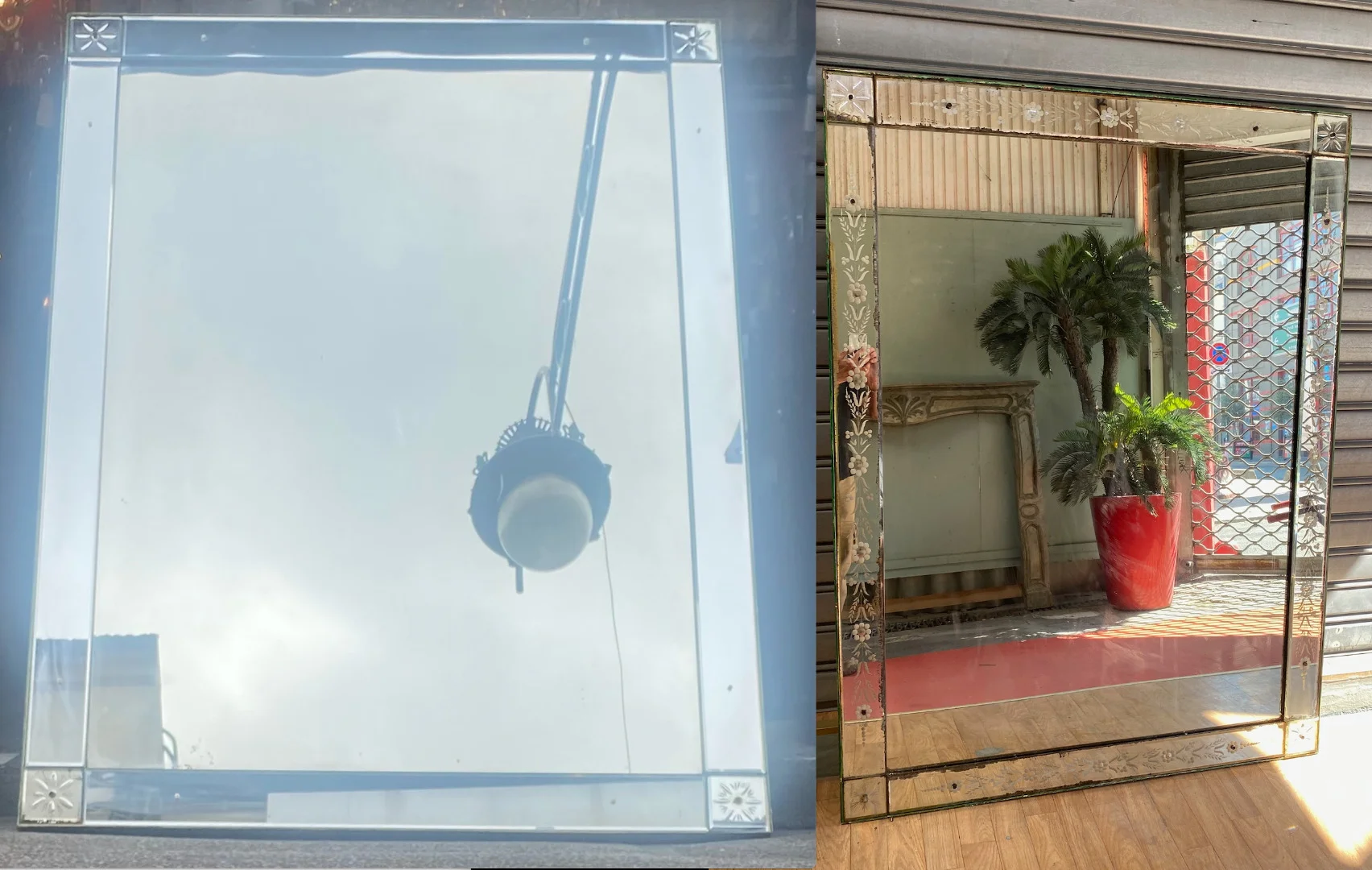 1900/20′Pair of Venice Mirrors with Flowers and Sober