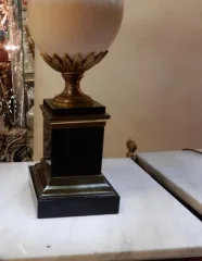 1950/70 Pair of Black Marble Lamps with Ostrich Egg, Maison Jansen