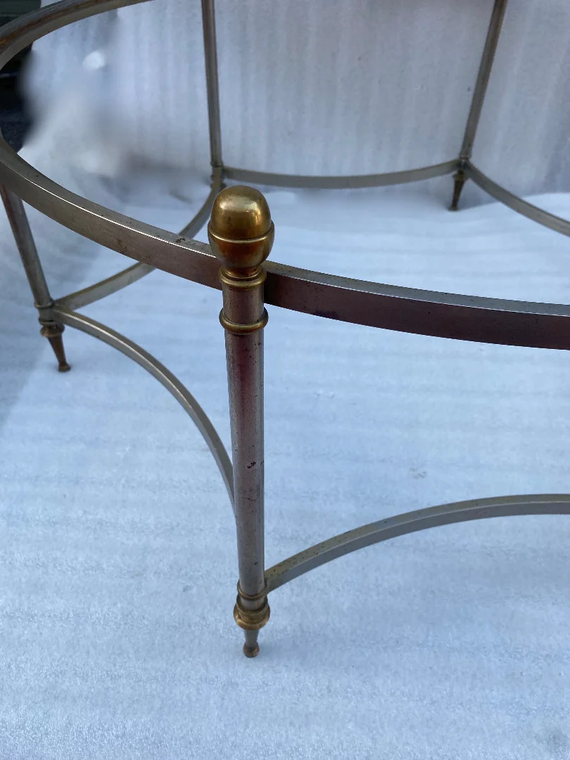 1970s Round Coffee Table by Maison Jansen, Iron and Bronze