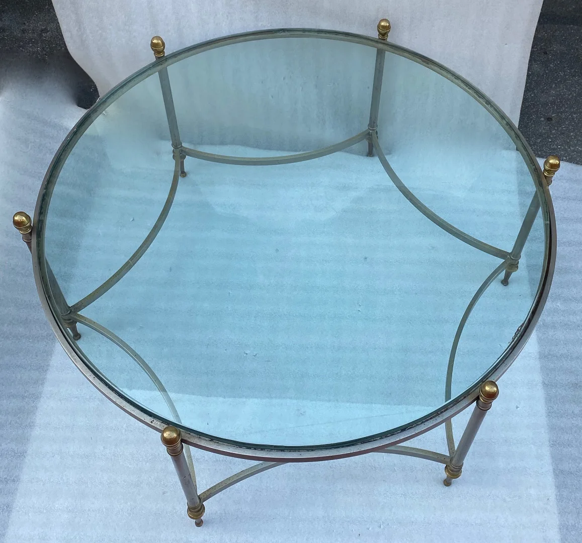 1970s Round Coffee Table by Maison Jansen, Iron and Bronze