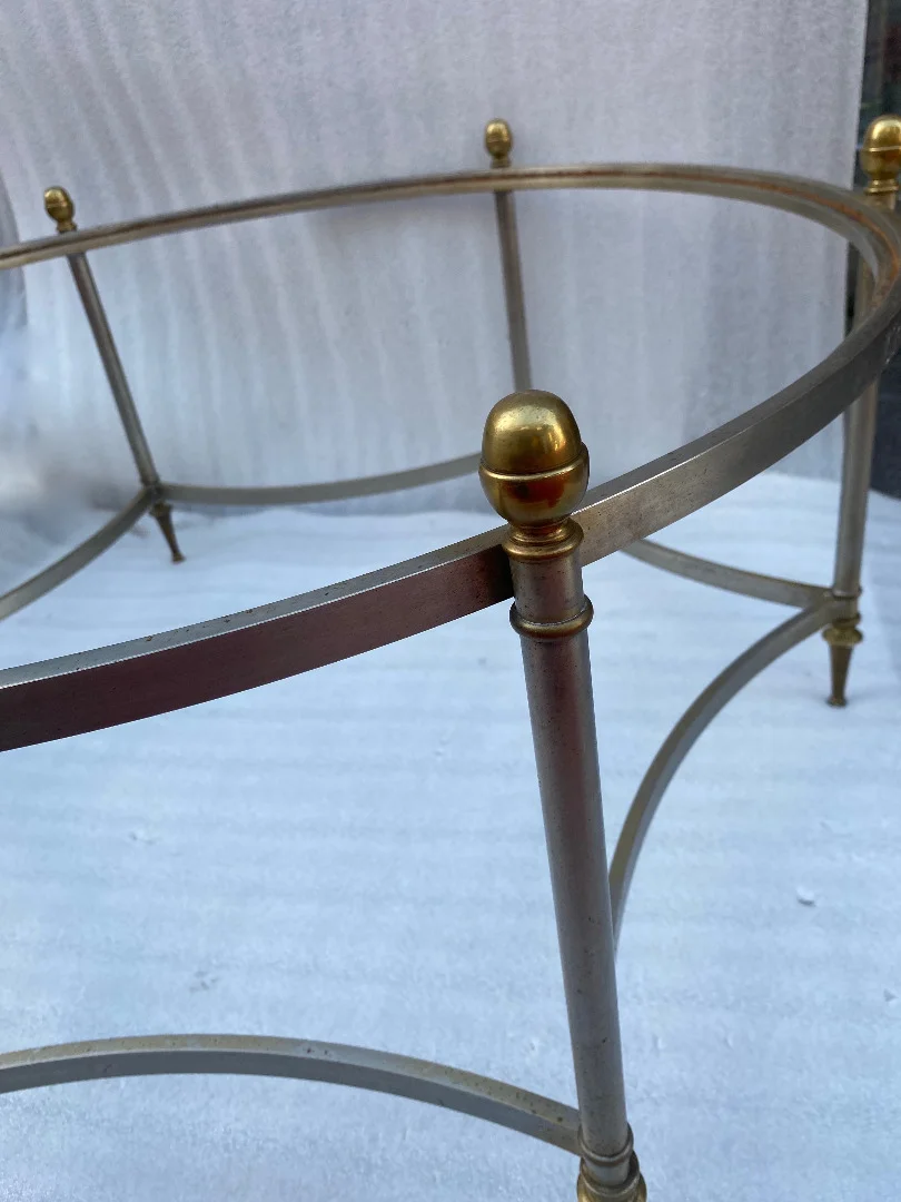 1970s Round Coffee Table by Maison Jansen, Iron and Bronze