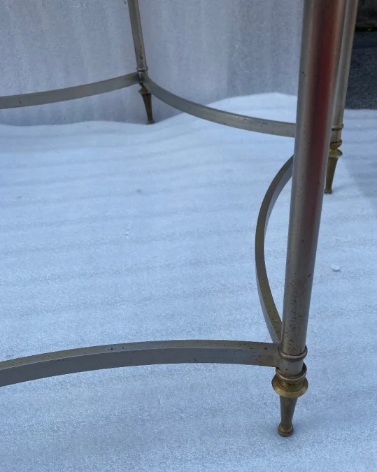 1970′ Table Basse De Forme Ronde Maison Jansen Fer et Bronze