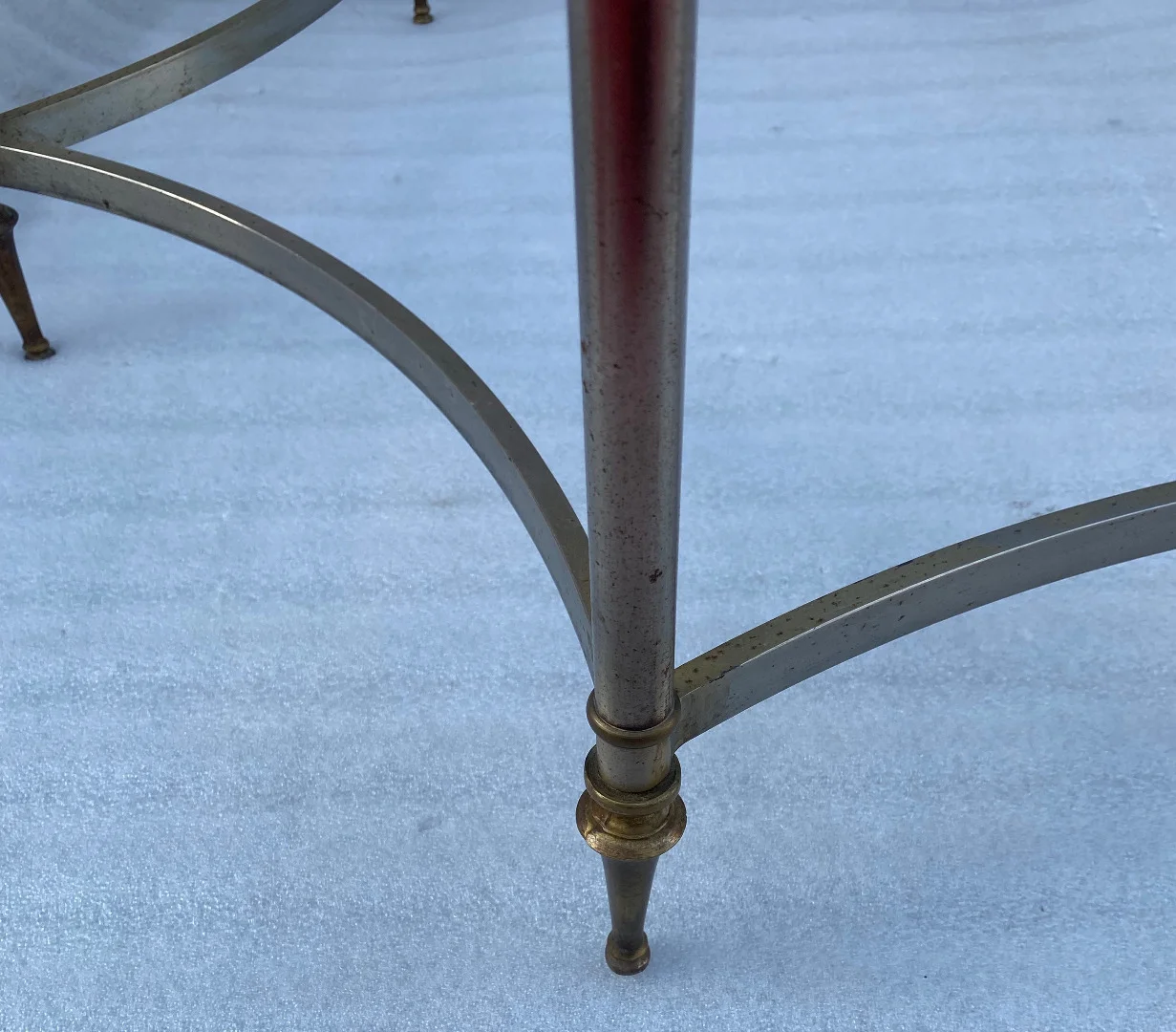 1970s Round Coffee Table by Maison Jansen, Iron and Bronze