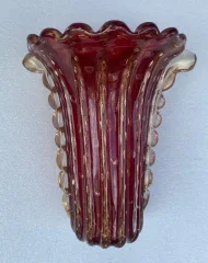 1970s Murano Crystal Vase in Violet and Gold, Signed Toso