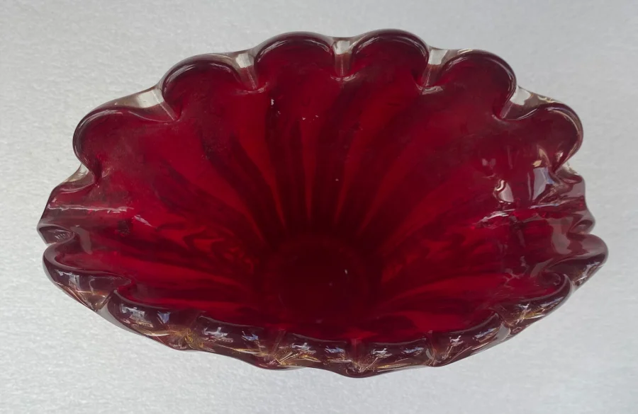 1970s Murano Crystal Vase in Violet and Gold, Signed Toso