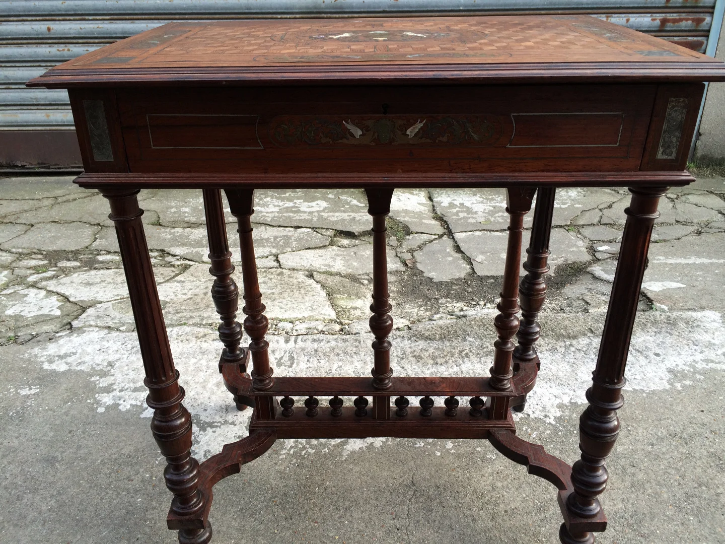 1870/1900 Napoleon III Worker For Children Richly Inlaid On All Sides