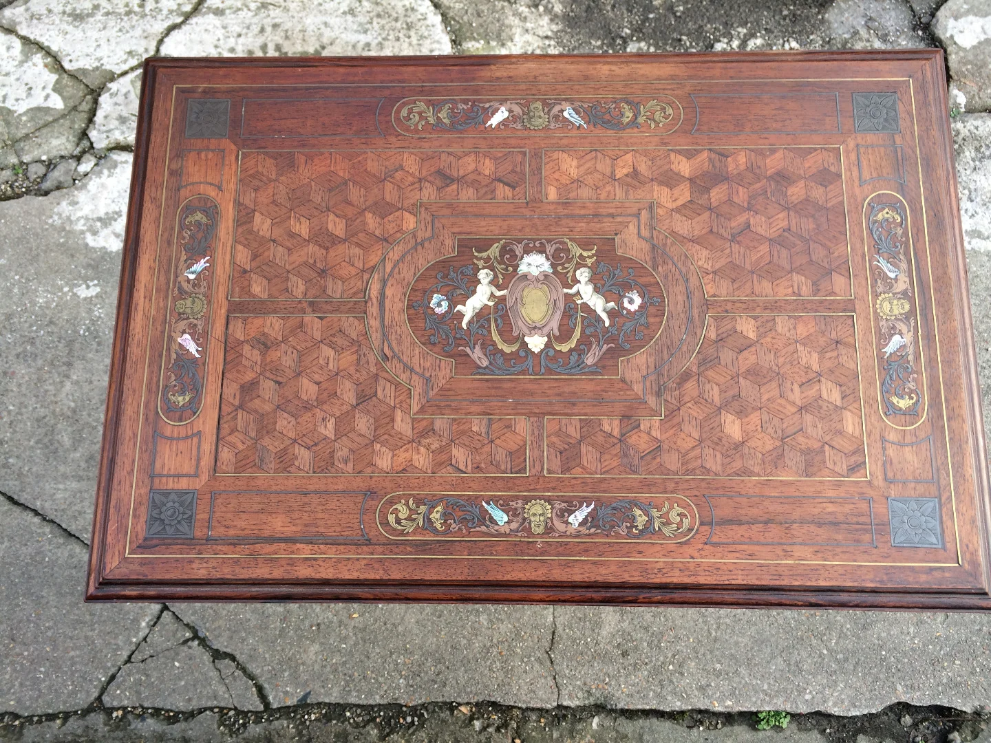 1870/1900 Napoleon III Worker For Children Richly Inlaid On All Sides