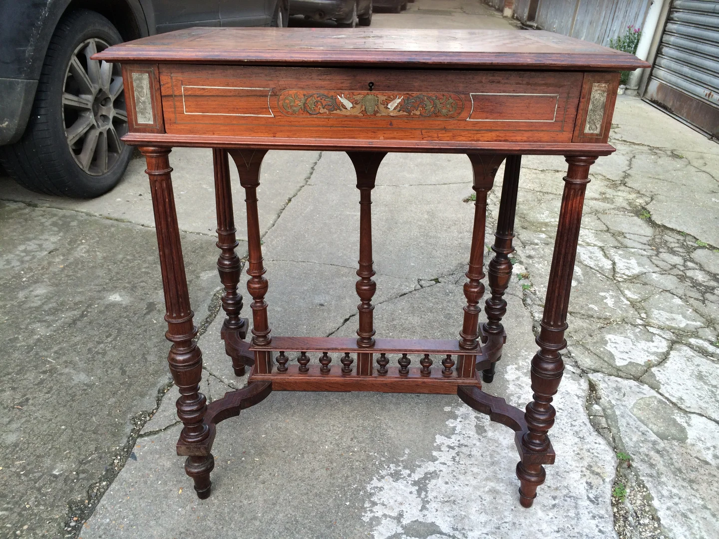 1870/1900 Napoleon III Worker For Children Richly Inlaid On All Sides