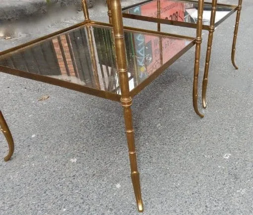 1950/70′ Pair of Bronze Sofa Ends Bamboo Decor Maison Baguès Style