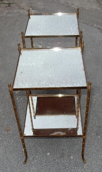 1950/70′ Pair of Bronze Sofa Ends Bamboo Decor Maison Baguès Style