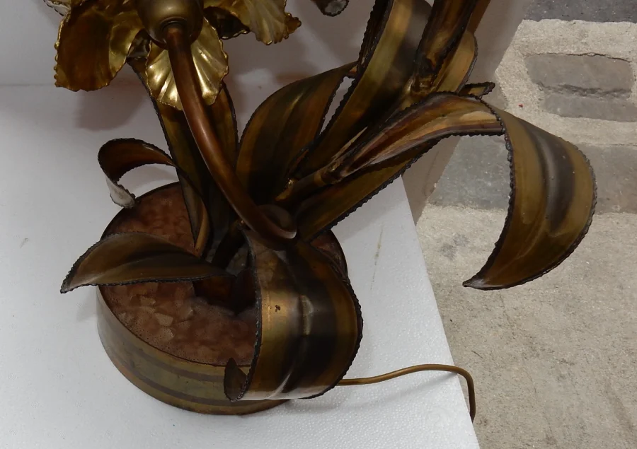 1970s Brass Illuminating Plant by Maison Jansen, 2 Heads