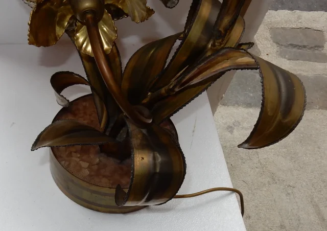 1970′ Plante Éclairante en Laiton Maison Jansen 2 Têtes