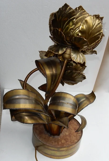 1970s Brass Illuminating Plant by Maison Jansen, 2 Heads